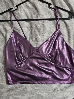 Sincerely Jules Metallic Plum Crop Cami
